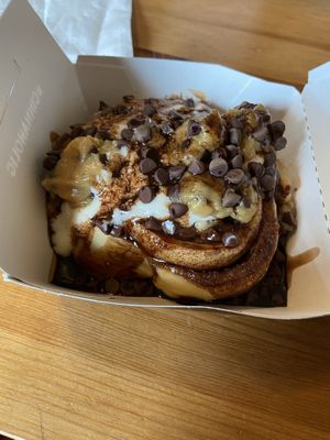 Cookie Monster, including cookie dough topping at Cinnaholic in Gaithersburg