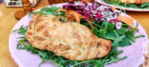 Calzone, spinach, vegetal ricotta at Amendūla Café in Paris