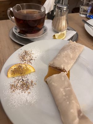 Princess pancake & assam tea  at Funki Punki in Bratislava