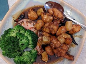 Vegan Beef with pineapple - superb at The Vegetable Garden in Silver Spring