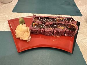 Purple rice roll  at The Vegetable Garden in Silver Spring