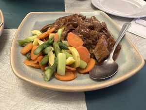 Vegiduck with asparagus  at The Vegetable Garden in Silver Spring