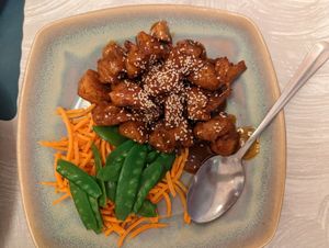 Sesame beef and taro root at The Vegetable Garden in Silver Spring