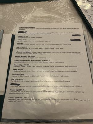 Gf menu   at The Vegetable Garden in Silver Spring