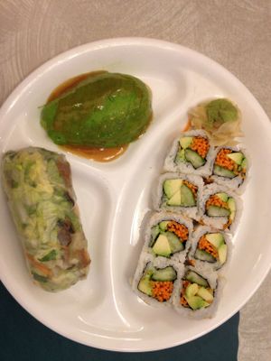 Lunch set with California Rolls, Summer Roll, and Avocado at The Vegetable Garden in Silver Spring