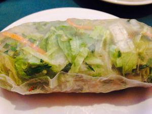 Moo shu cilantro roll with fake beef at The Vegetable Garden in Silver Spring