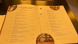 Menu at Krishna Vilas in Eindhoven
