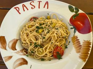 Spaghetti Aglio e Olio - with garlic, olive oil, and spicy peppers at San Marco Da Claudio in Garmisch-partenkirchen