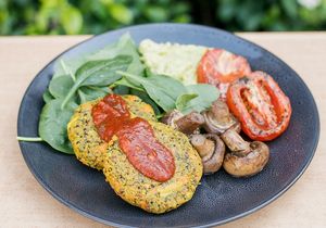 Vegan Quinoa Fritters at Claire's Wholesome Kitchen in Springfield Central