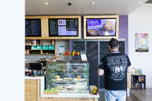 Ordering at the counter at Raw Energy Springfield at Claire's Wholesome Kitchen in Springfield Central