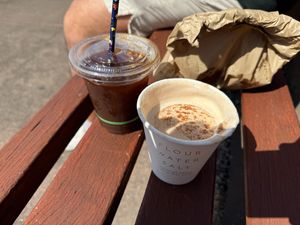 Iced long black  at Flour Water Salt in Kiama