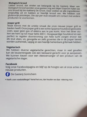 Description of restaurant  at De Gasterij in Gorinchem