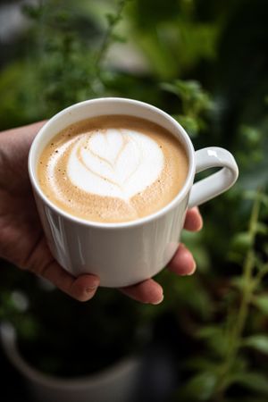 Latte with oatmilk at NEØ Coffee House in Barcelona