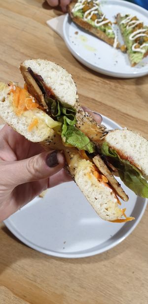 BBQ Bagel at NEØ Coffee House in Barcelona