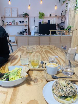 Brunch. Breakfast bagel. Bar.  at NEØ Coffee House in Barcelona