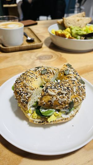 Breakfast bagel   at NEØ Coffee House in Barcelona