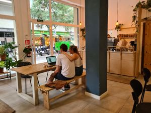 Super cozy caffe at NEØ Coffee House in Barcelona