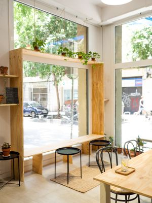 Home made and upcycling design by us. at NEØ Coffee House in Barcelona