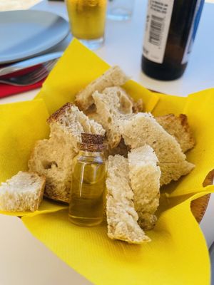 Sourdough with local olive oil  at Zahara Natural in Zahara De Los Atunes