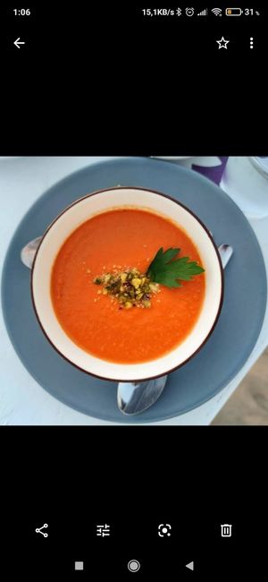 Exquisito salmorejo de zanahoria at Zahara Natural in Zahara De Los Atunes