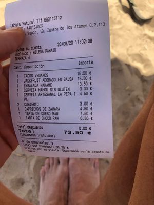 Little bit expensive...  at Zahara Natural in Zahara De Los Atunes