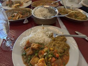 Baingan Bharta, mago veggie subzie, and tofu matter  at Namaste in Baltimore