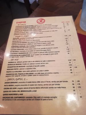 Menu2 at Sangria in Pavia