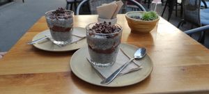 Chia pudding with peanut butter at VeZa in Belgrade