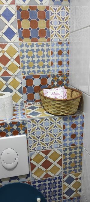 spare pads in the restroom at VeZa in Belgrade