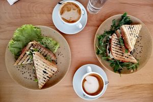 Smoked tofu sandwich and an avocado sandwich 😋😋 at VeZa in Belgrade