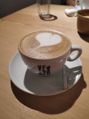 Cappuccino with cashew milk. at VeZa in Belgrade