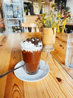 Hot chocolate with v whip  at VeZa in Belgrade