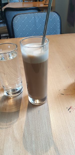 Latte with cashew milk at VeZa in Belgrade