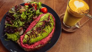 Avocado toast and Turmeric Latte  at VeZa in Belgrade