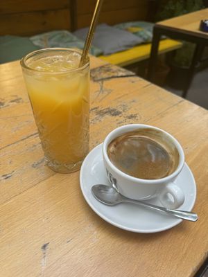 Juice and coffee   at VeZa in Belgrade