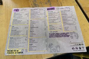 Menu  at VeZa in Belgrade