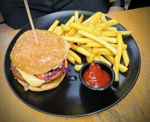 Burger and friess  at VeZa in Belgrade