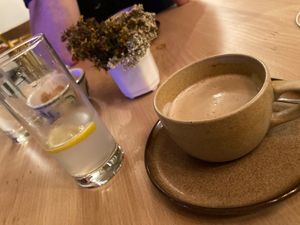 Coffee made from acorn and home made lemon-kefir! I recommend it 🥰 at VeZa in Belgrade