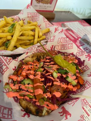 Bad girl doner kebab and a side of fries at Döner Summer in Leeds