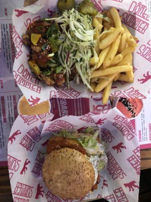 Korean bbq combo platter and buffalo ranch burger   at Döner Summer in Leeds