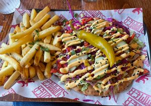 Open sandwich with chilli chicken (from the lunch menu)  at Döner Summer in Leeds