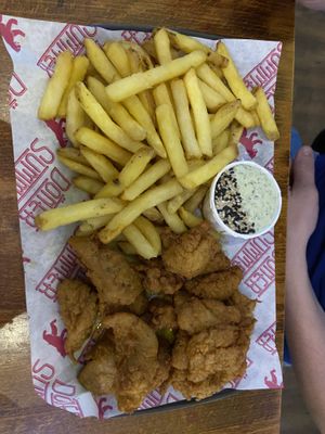 Honey butter fried  “chicken and fries - with a garlic Mayo   at Döner Summer in Leeds