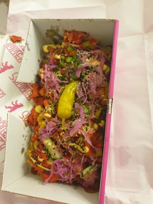 Chilli and garlic chick'n fries at Döner Summer in Leeds