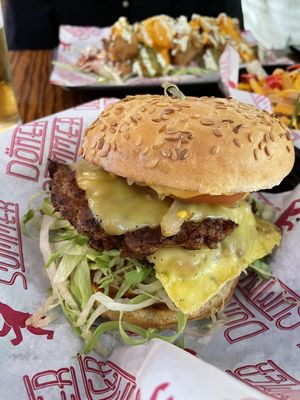 Close up of the very tasty smash burger at Döner Summer in Leeds