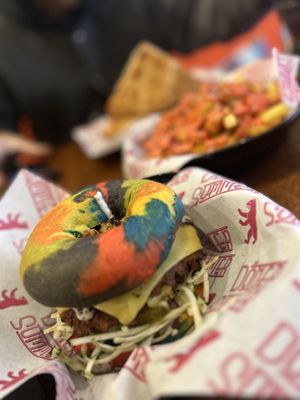 Rainbow bagel   at Döner Summer in Leeds