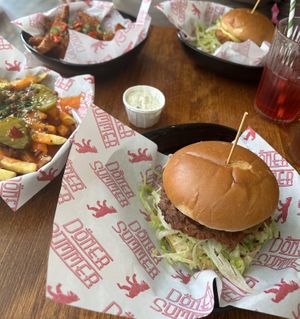 Smash burger, animal fries  at Döner Summer in Leeds
