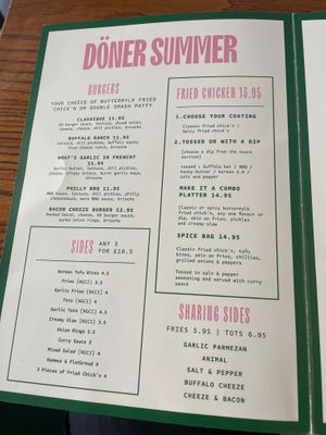 Food menu  at Döner Summer in Leeds