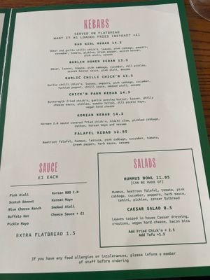 Food menu  at Döner Summer in Leeds