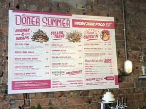 Menu by restaurant entrance  at Döner Summer in Leeds