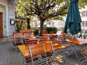 Outdoor seating at Thai Square in Basel